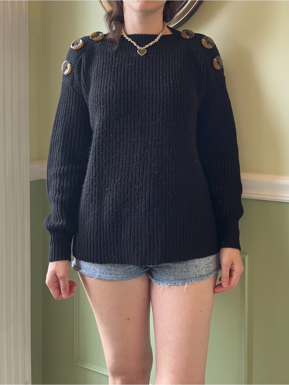Philosophy black button sweater